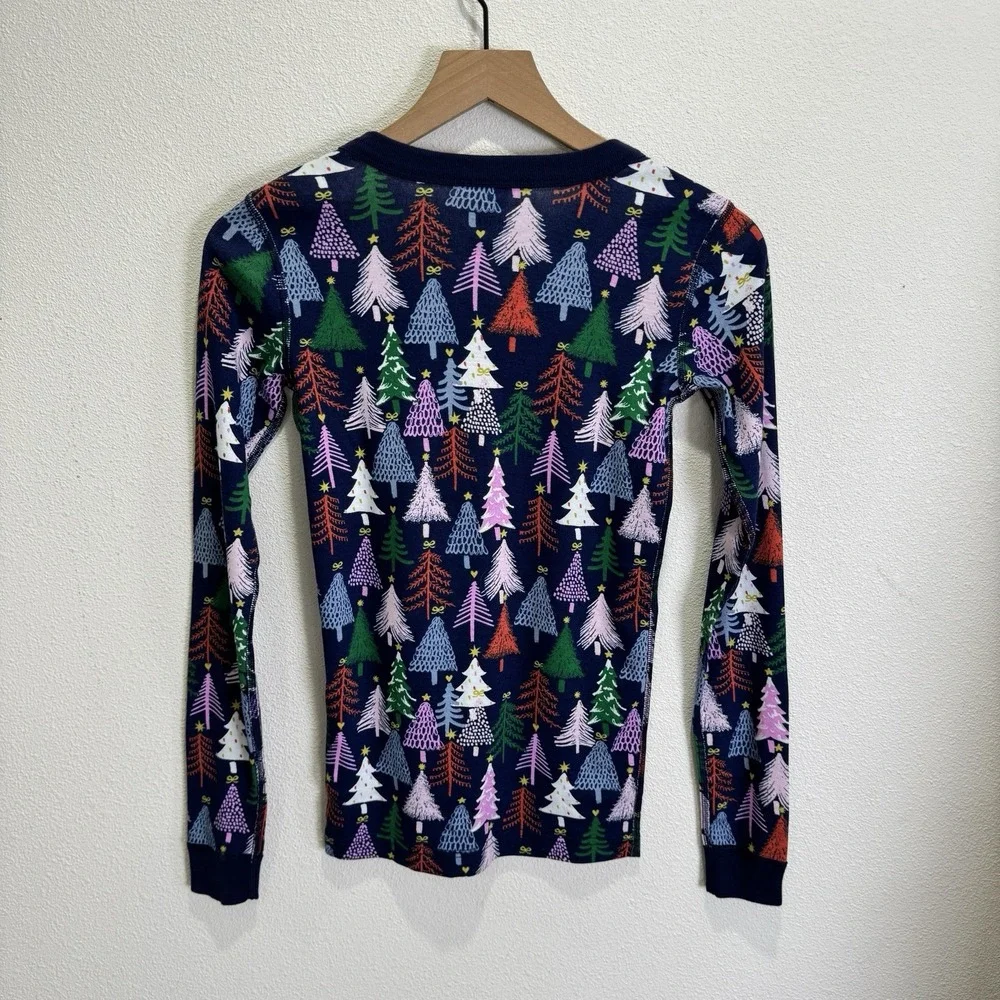 Hanna Andersson Pajama Top Unisex Youth 14/‎ 160CM Blue Holiday Christmas Cotton